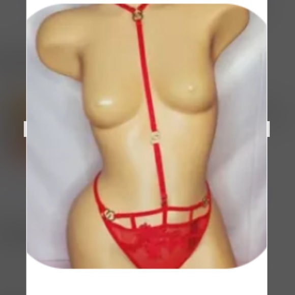 Bluebella for Victoria's Secret Red Harness Floral Thong Panty XL. NWT - Picture 3 of 11